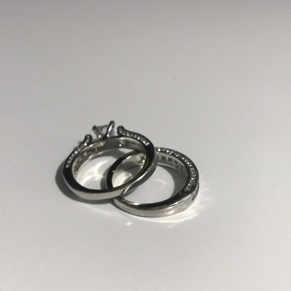 4ct CZ Platinum-plated wedding set - Picture 4 of 4